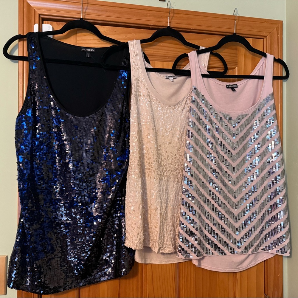 3 Sequin Sleeveless Tops by Express